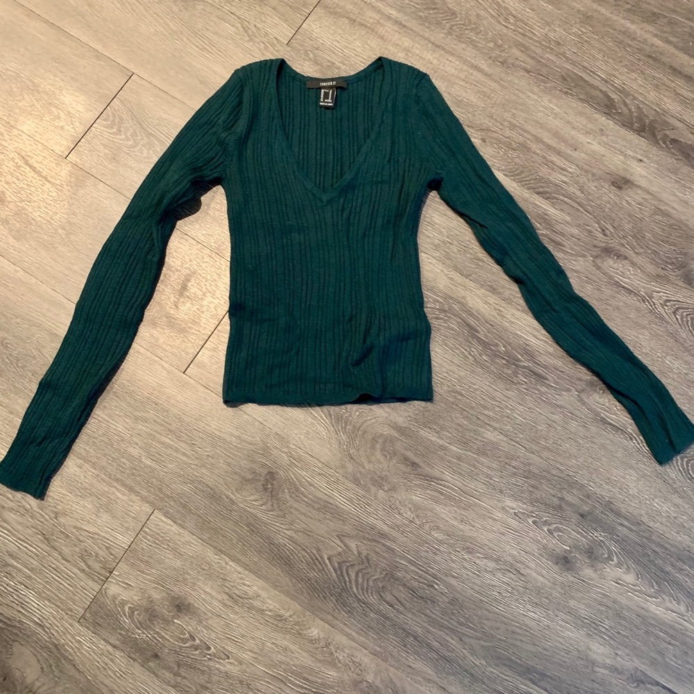 Forrest green ribbed crop top